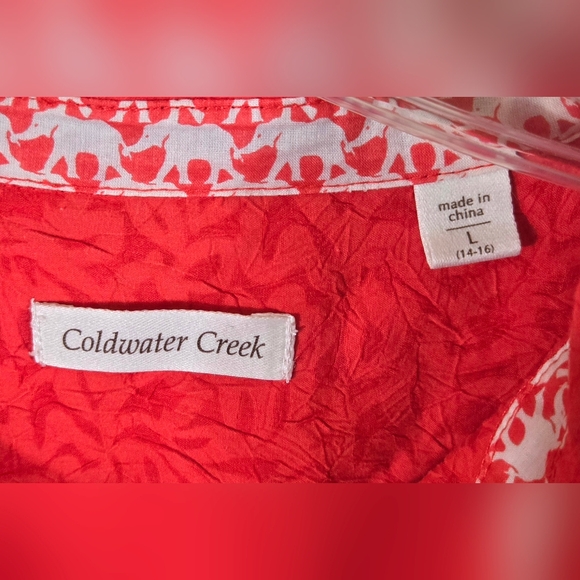 Coldwater Creek Women's Reddish Orange Semi-Sheer Blouse Size Large 14-16 - Picture 3 of 6